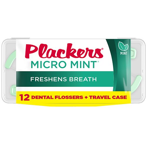 Plackers Micro Mint Flossers Travel Case - Pack of 12 (144 Flossers)