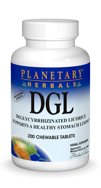 Planetary Herbals DGL Deglycyrrhizinated Licorice - 200 Tablets | Supports a Healthy Stomach Lining