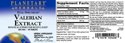 Planetary Herbals Full Spectrum Valerian Extract Tablets – Sleep Support