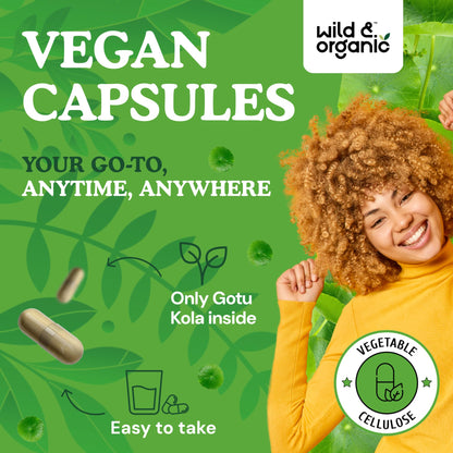 Wild & Organic Gotu Kola Capsules 600 mg – Brain & Focus Support | 120-Count, Vegan, Non-GMO