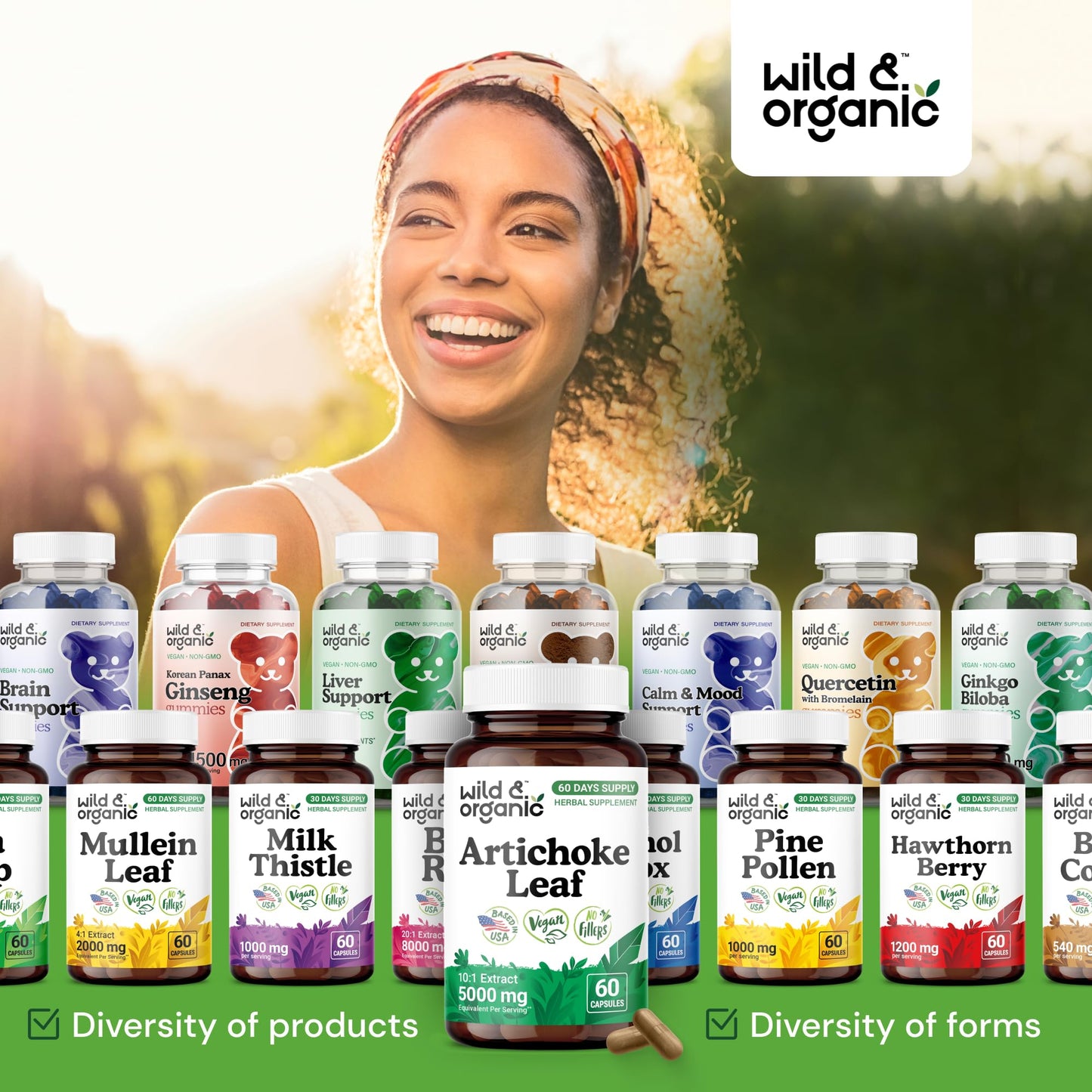 Wild & Organic Artichoke Extract Capsules 500 mg – Liver & Digestive Support – Vegan, Non-GMO – 60 Count