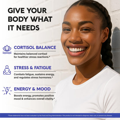 Cortisol Supplement for Women – Holy Basil, Ashwagandha, Rhodiola – Plant-Based Hormone Balance – 60 Capsules – Made in USA – Vegan, Non-GMO