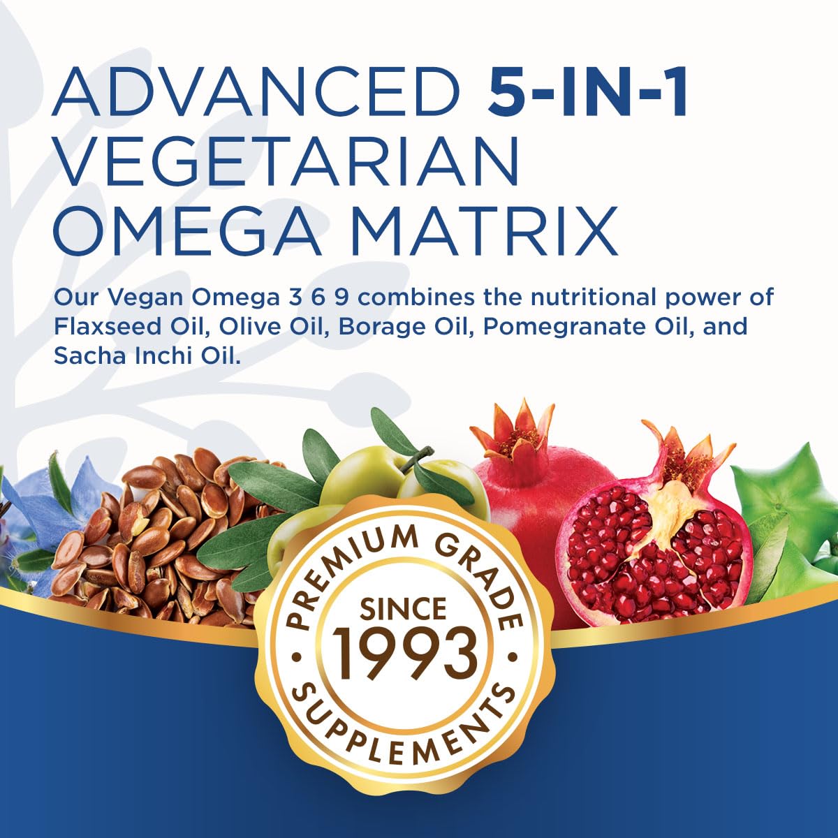 Purity Omega 3-6-9 Vegan & Vegetarian – 5-in-1 Plant-Based EFA (60)
