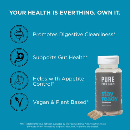 Pure for Men Stay Ready Fiber – Digestive Regularity (60 Vegan Capsules)