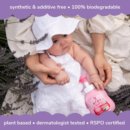 Arau Baby Foam Body Soap Lavender Scent - Plant-Based Baby Wash for Sensitive Skin