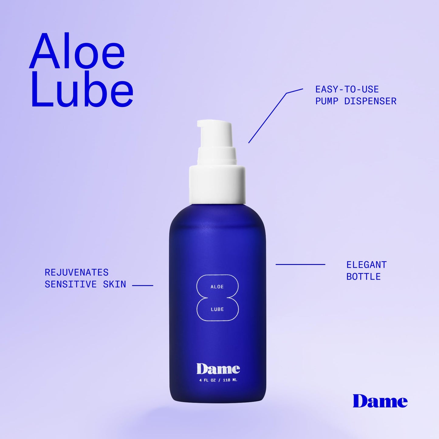 Dame Aloe Lube for Women – Doctor-Approved, pH-Balanced Aloe Vera Lubricant – 4 oz