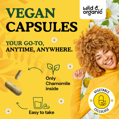 Wild & Organic Chamomile Extract Capsules 800 mg - 180 Count | Relaxation & Digestive Support