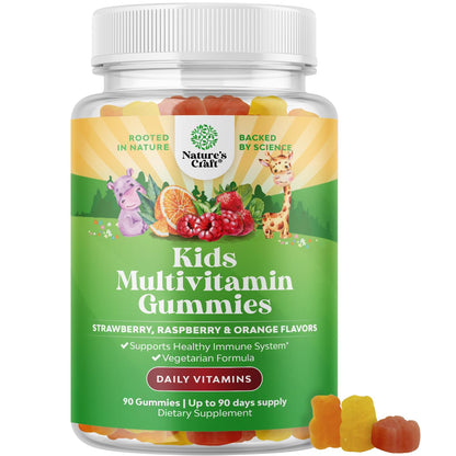 Plant Based Kids Multivitamin Gummies - Immune Support for Children (90 Count)