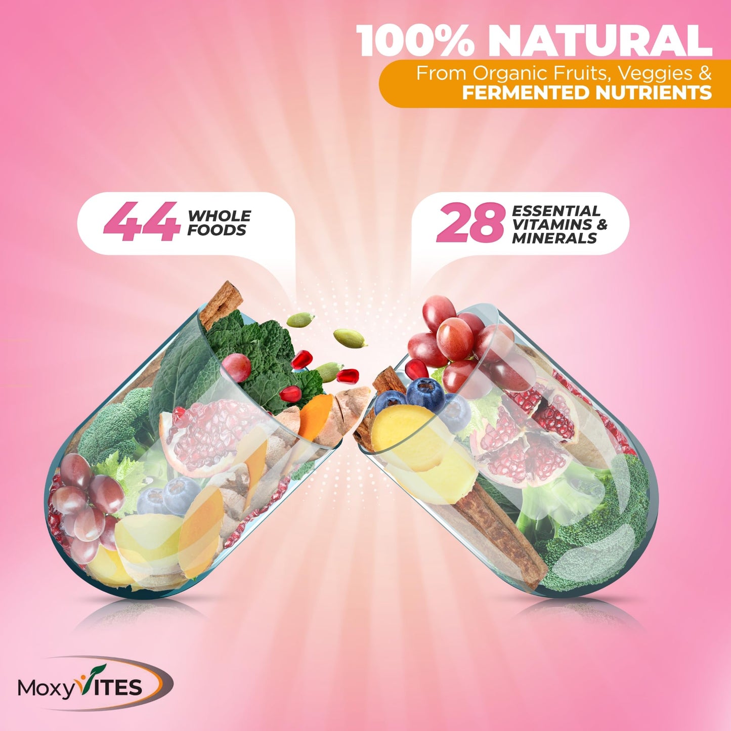 Womens Methylated Multivitamin with Iron - 44 Organic Fermented Nutrients | 90 Vegan Caps