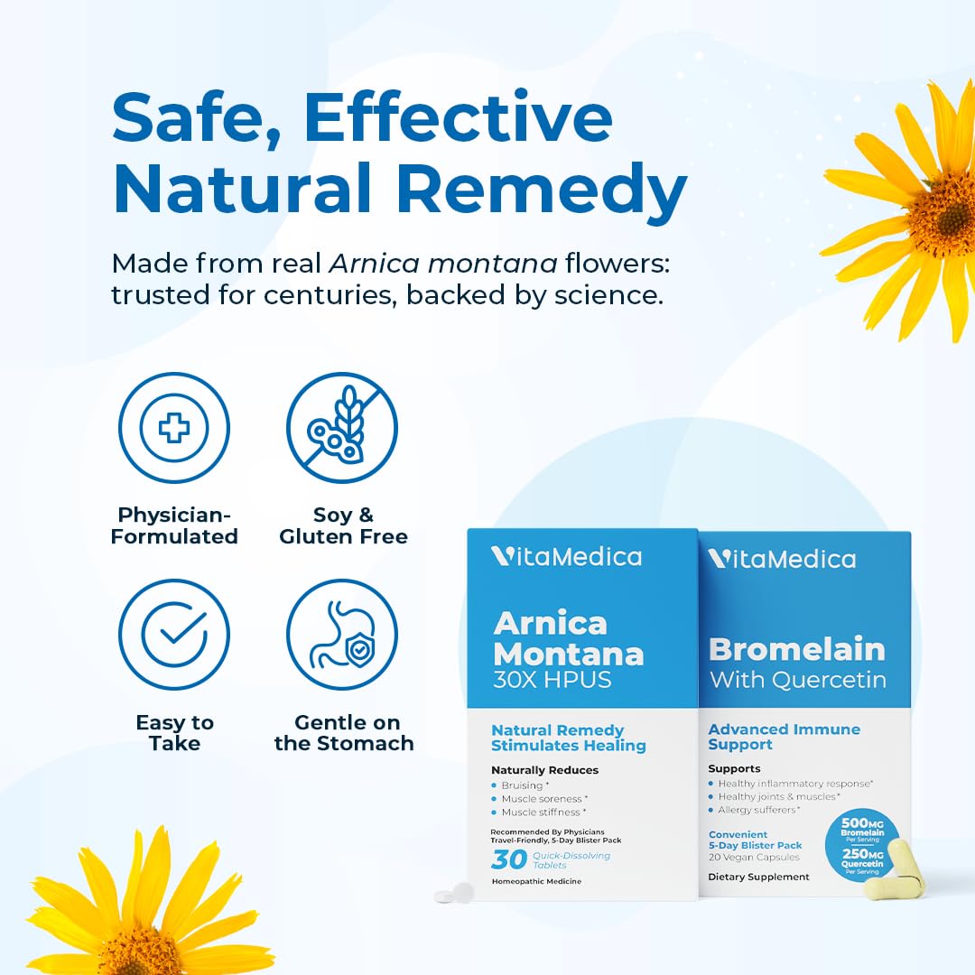 VitaMedica Arnica & Bromelain Blister Packs Bundle – Post-Surgery Recovery (2-Pack, 5 Day Supply)