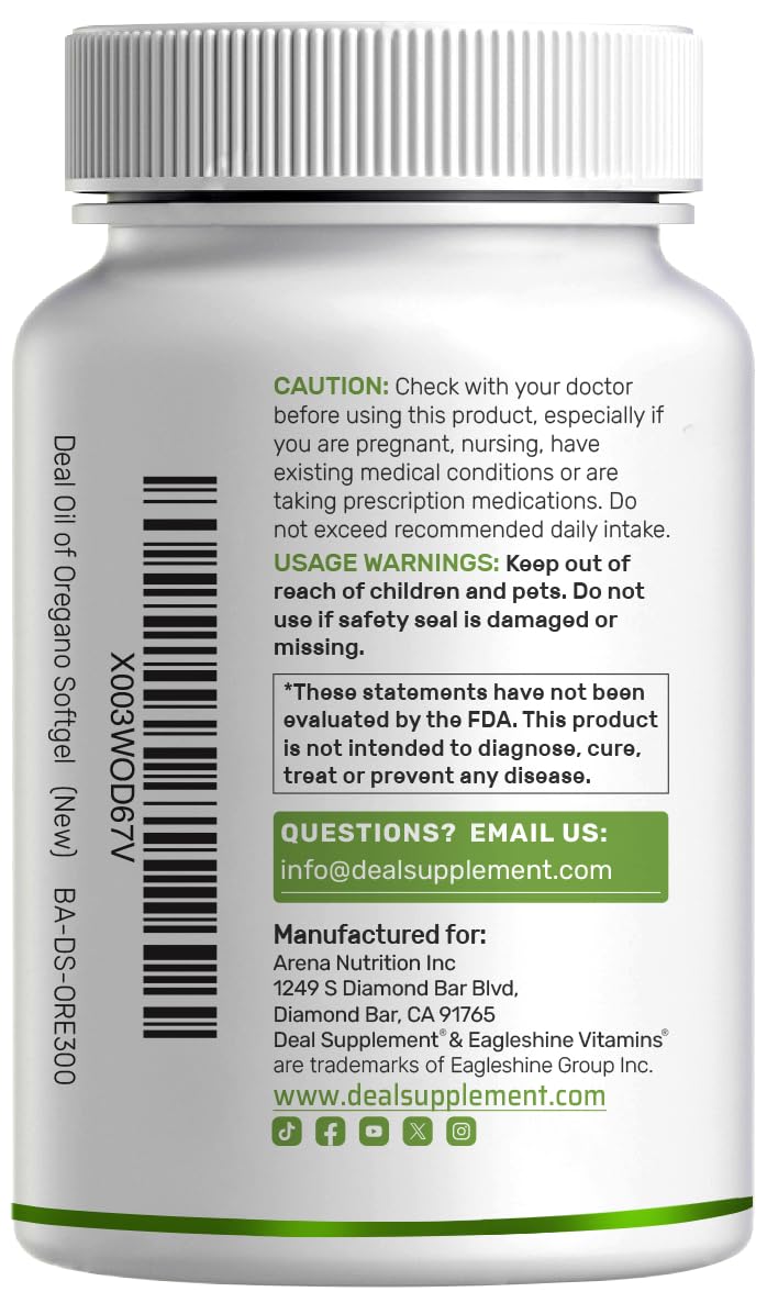 Oil of Oregano Softgels with Black Seed Oil – 300 Count (30:1 Extract) | Carvacrol & Thymoquinone – Antioxidant Immune Support – Plant Based, Non-GMO