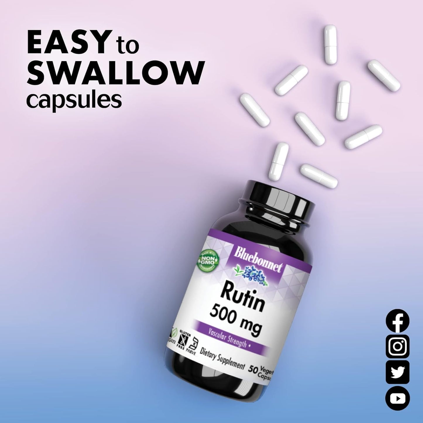 Bluebonnet Rutin 500mg – Antioxidant Bioflavonoid for Vascular Health (Vegan)