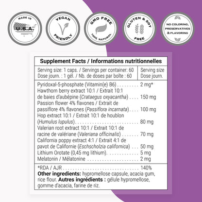 Supersmart Advanced Sleep Formula (High Strength) - Melatonin, Valerian, California Poppy | 60 Vegetarian Capsules | Non-GMO & Gluten Free