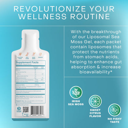 Akasha Irish Sea Moss Gel – Liposomal Sea Moss with Vitamin E, Citrus & Vanilla, 30 Ct