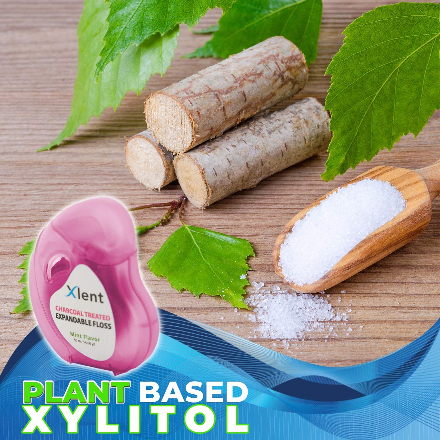 Expandable Charcoal Floss with Xylitol – Fresh Mint, PFAS & PTFE Free | 50m x 2