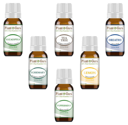 Plant Guru Respiratory Essential Oil Set — 6x 10ml, 100% Pure Therapeutic Grade for Diffuser