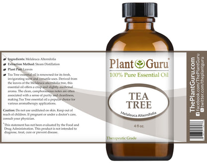 Plant Guru Tea Tree Essential Oil 4 oz – 100% Pure Therapeutic Grade (Pack of 2)
