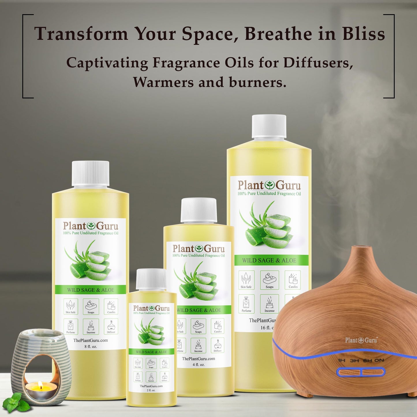 Plant Guru Wild Sage & Aloe Fragrance Oil – 4 fl oz for DIY Soap, Candles