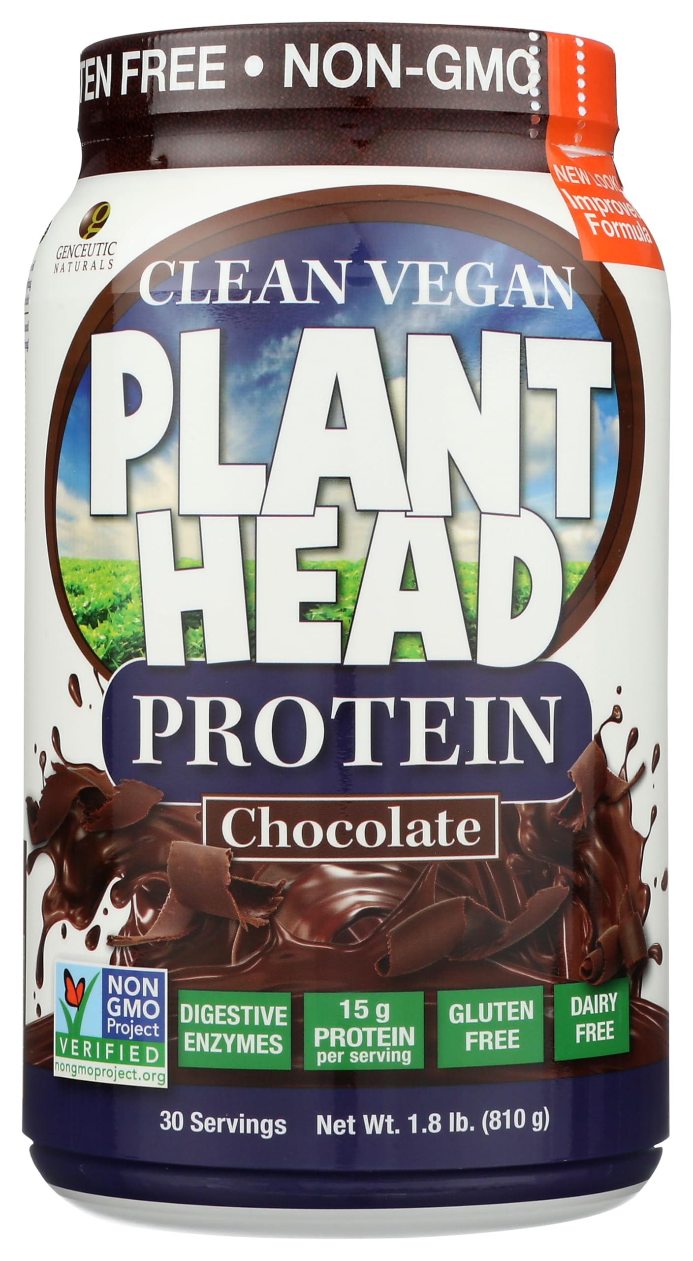 Genceutic Naturals Plant Head Protein – Chocolate, 1.8 Pounds