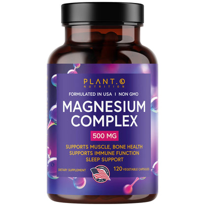 Plant.O Magnesium 500mg | Vegan Oxide & Citrate | Sleep & Energy | 120 Veggie Capsules
