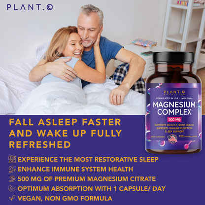 Plant.O Magnesium 500mg | Vegan Oxide & Citrate | Sleep & Energy | 120 Veggie Capsules
