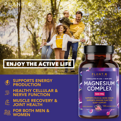 Plant.O Magnesium 500mg | Vegan Oxide & Citrate | Sleep & Energy | 120 Veggie Capsules