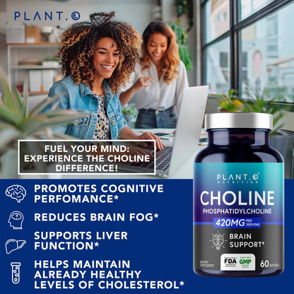 PLANT.O NUTRITION Choline Phosphatidylcholine 430mg – High Potency Phospholipid Softgels | 60