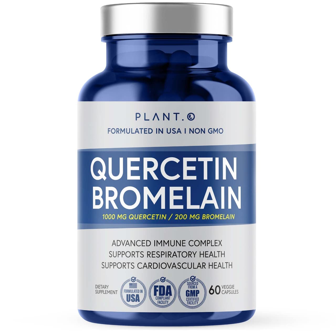 Quercetin with Bromelain 1000mg - Plant.O Nutrition | Immune & Respiratory Support | 60 Veggie Caps