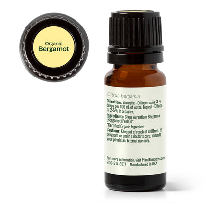 Plant Therapy Organic Bergamot Essential Oil 10 mL – 100% Pure, Undiluted, Therapeutic Grade