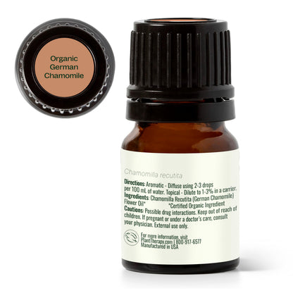 Plant Therapy Organic German Chamomile Essential Oil 2.5 mL – 100% Pure, Undiluted, Therapeutic Grade