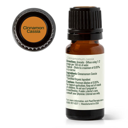 Plant Therapy USDA Organic Cinnamon Cassia Essential Oil 10 mL – 100% Pure, Therapeutic Grade