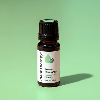 Plant Therapy Citronella Organic Essential Oil – 100% Pure, USDA Certified Organic, Therapeutic Grade, 10 mL (1/3 oz)