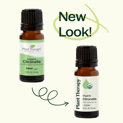 Plant Therapy Citronella Organic Essential Oil – 100% Pure, USDA Certified Organic, Therapeutic Grade, 10 mL (1/3 oz)