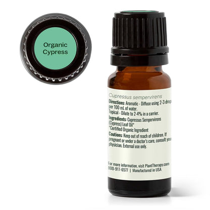 Plant Therapy Organic Cypress Essential Oil 10 mL (1/3 oz) – 100% Pure, Undiluted, Therapeutic Grade