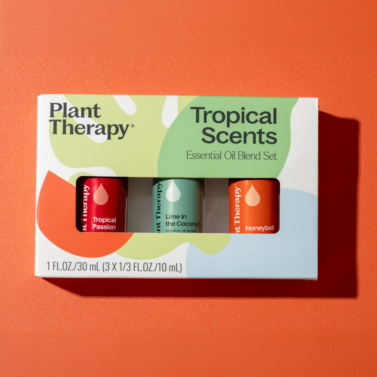 Plant Therapy Tropical Scents Home Set — 3 Essential Oil Blends (Honeybell, Lime in the Coconut, Tropical Passion) 10 mL Each