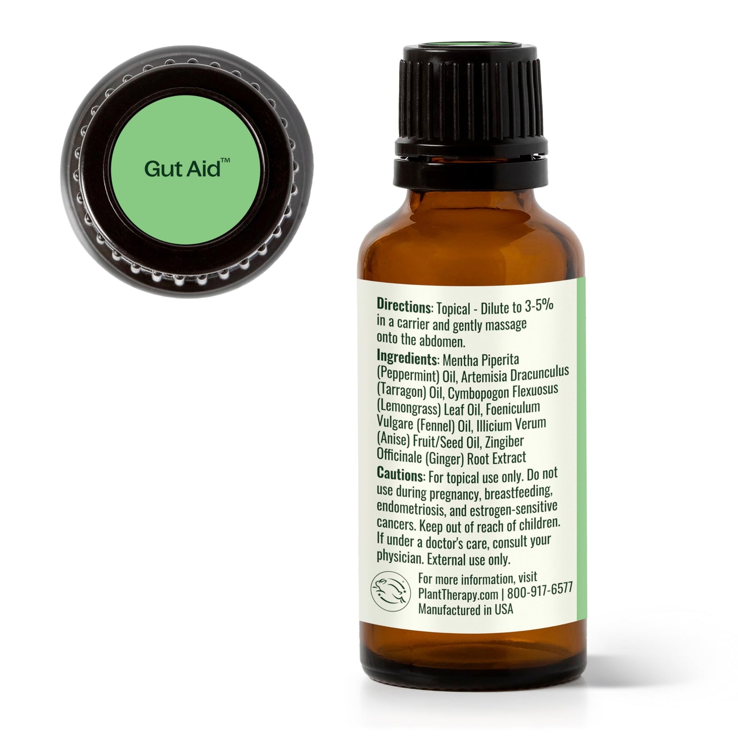 Plant Therapy Gut Aid Essential Oil Blend 30 mL - Digestive Comfort & Aromatherapy