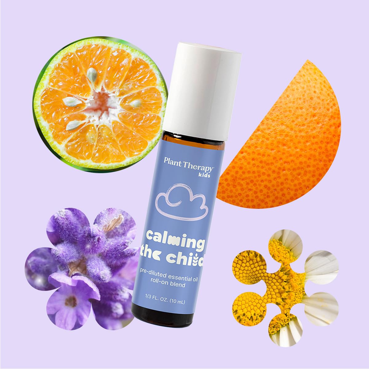 Plant Therapy KidSafe Calming the Child Essential Oil Blend 10 mL Roll-On – Tangerine, Lavender & Roman Chamomile
