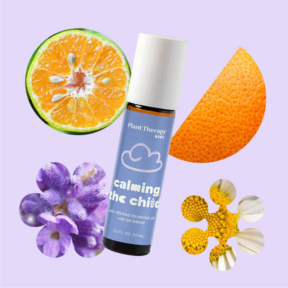 Plant Therapy KidSafe Calming the Child Essential Oil Blend 10 mL Roll-On – Tangerine, Lavender & Roman Chamomile