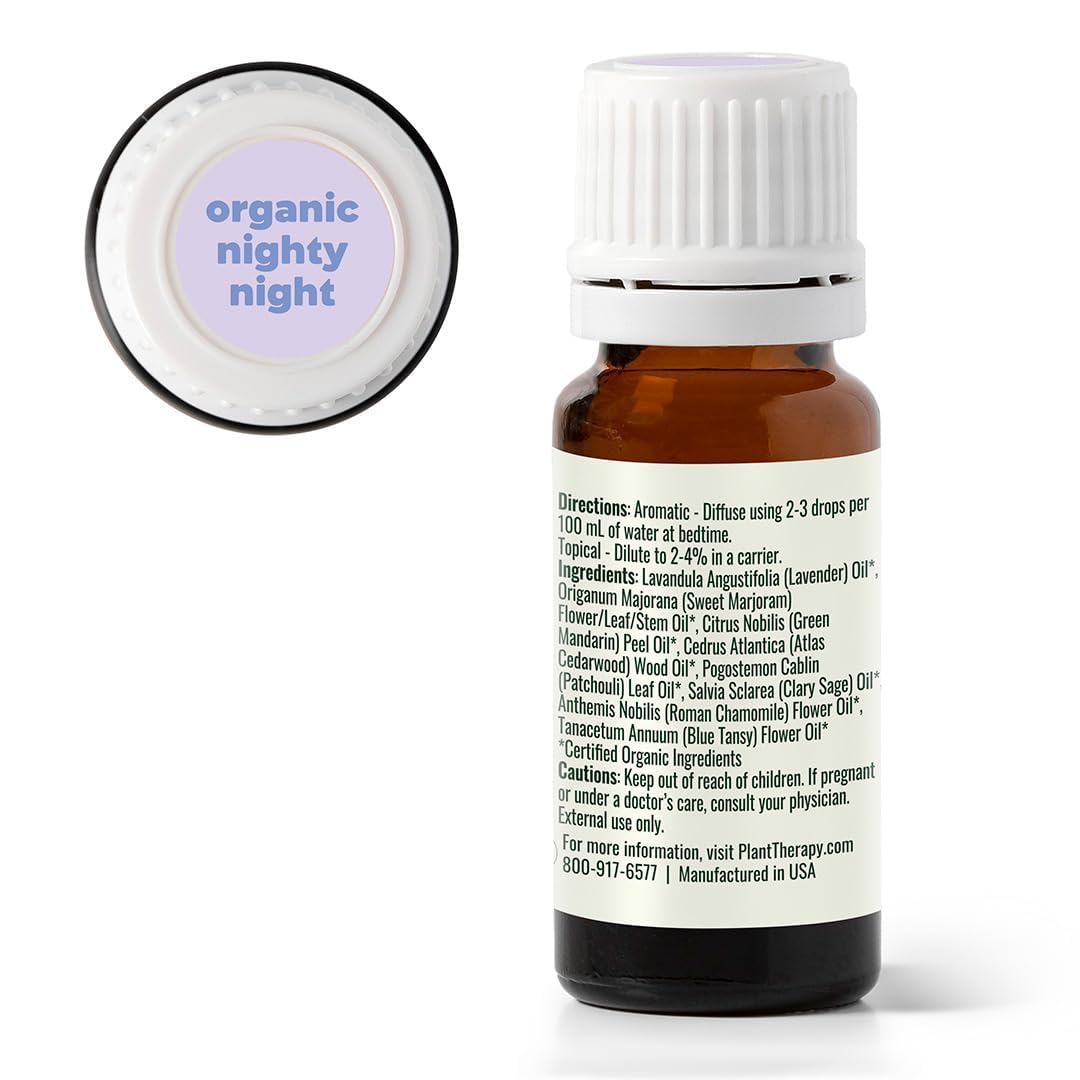 Plant Therapy KidSafe Organic Nighty Night Essential Oil Blend for Sleep 10 mL – 100% Pure, Undiluted, Therapeutic Grade
