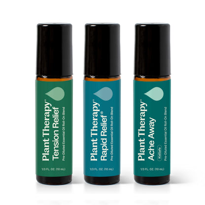 Plant Therapy Pain Support Roll-On Set 10 mL – Ache Away, Rapid Relief, Tension Relief