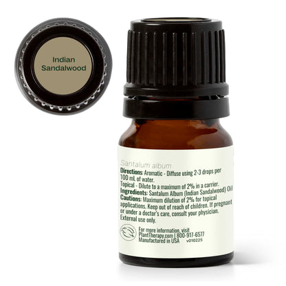 Plant Therapy Sandalwood Indian Essential Oil 2.5 mL – 100% Pure, Therapeutic Grade