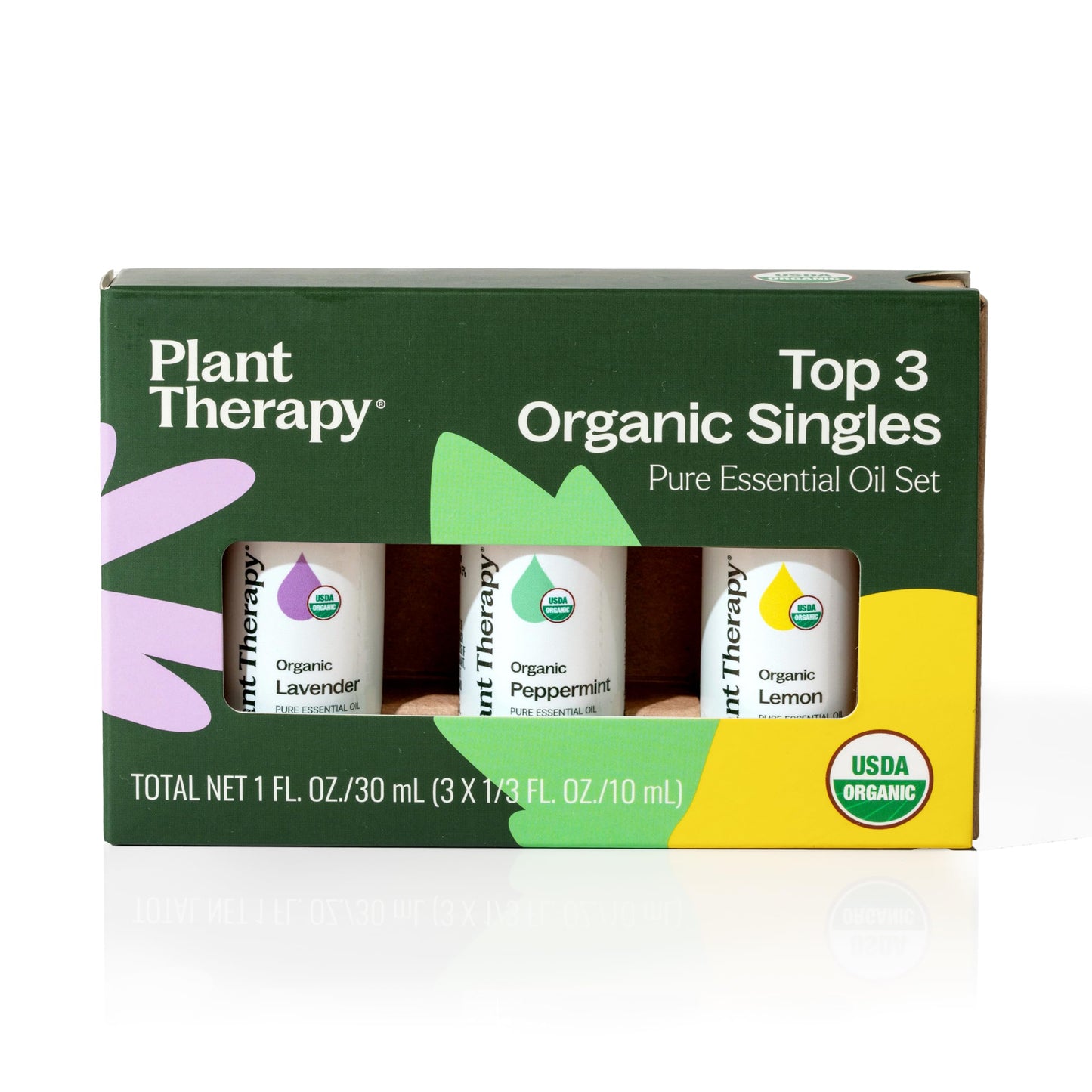 Plant Therapy Organic Essential Oil Singles Set - Lemon, Lavender & Peppermint (10 mL)