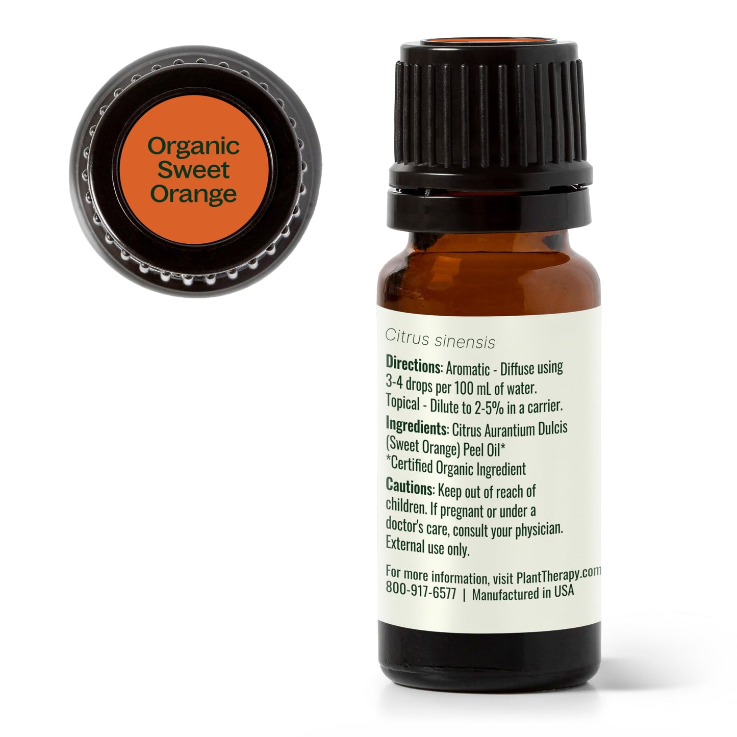 Plant Therapy Sweet Orange Organic Essential Oil – 10 mL, 100% Pure