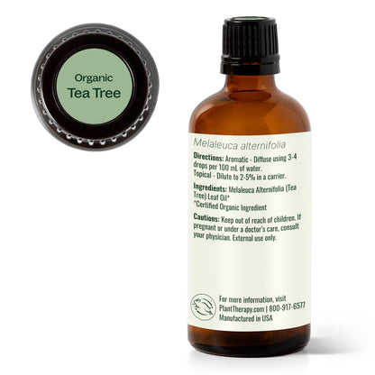 Plant Therapy Tea Tree Oil – 100 mL (3.3 oz) | 100% Pure, USDA Organic, Undiluted, Therapeutic Grade