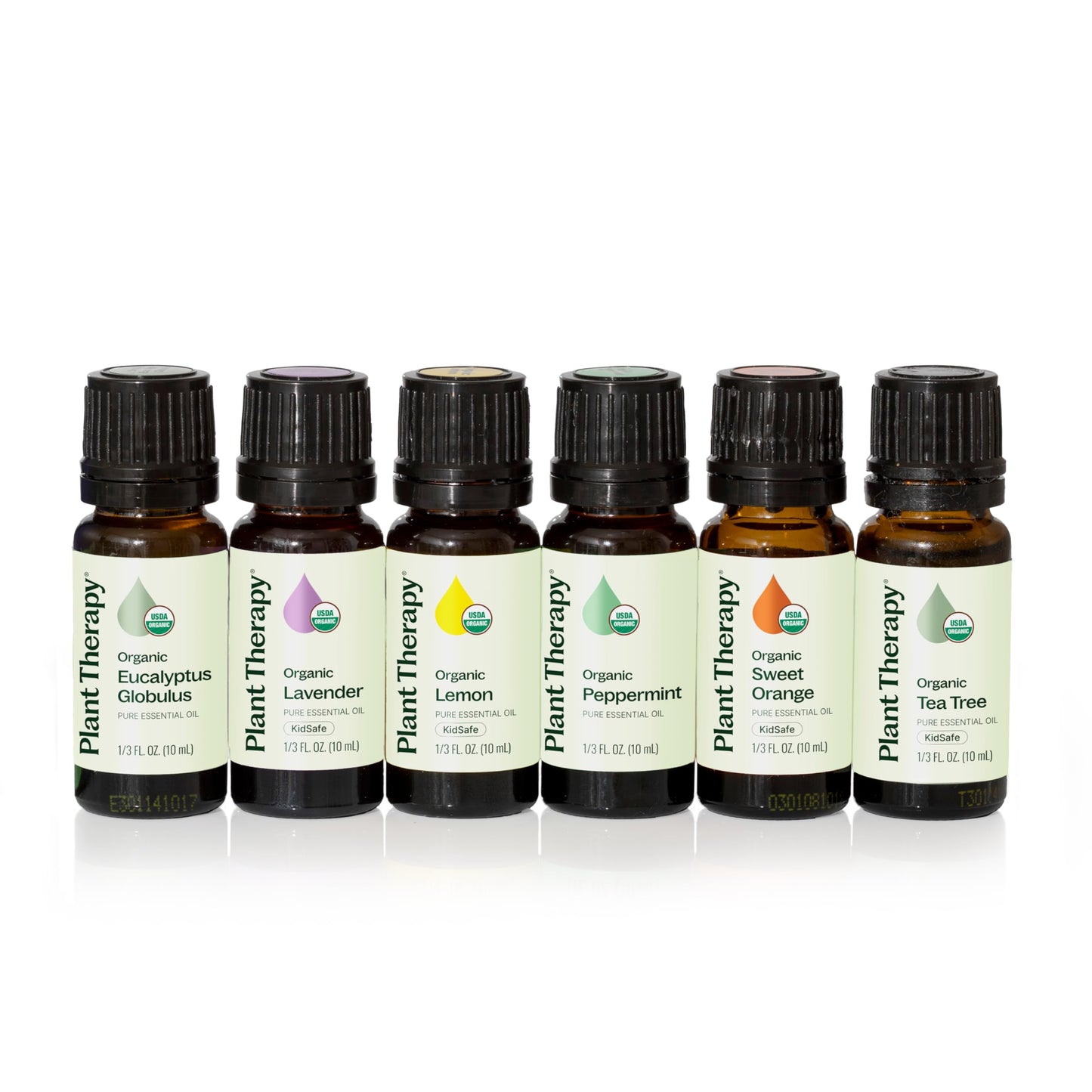 Plant Therapy Top 6 USDA Organic Essential Oil Set – Lavender, Peppermint, Eucalyptus, Lemon, Sweet Orange, Tea Tree (10 mL)
