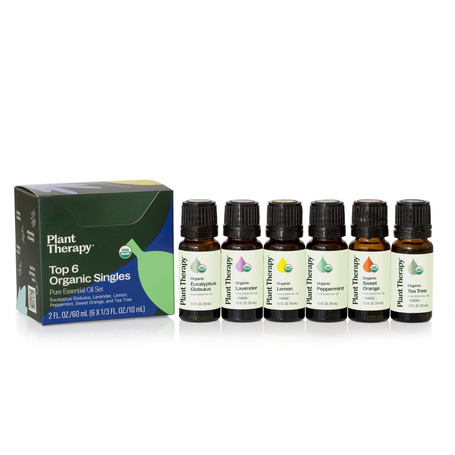 Plant Therapy Top 6 USDA Organic Essential Oil Set – Lavender, Peppermint, Eucalyptus, Lemon, Sweet Orange, Tea Tree (10 mL)
