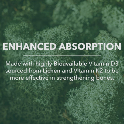 PlantFusion Organic Vegan Vitamin D3 + K2 5,000 IU | 60 Capsules | Immune Support & Bone Health