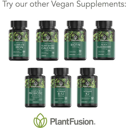 PlantFusion Vegan Biotin 5000mcg | Premium Vegan Biotin for Hair, Skin & Nails | 120 Vegan Capsules
