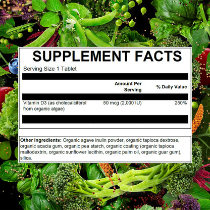 PlantFusion Vegan Vitamin D3 2000IU | Organic D3 from Vitashine Lichen | 60 Tablets