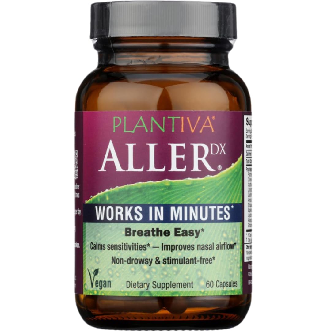 Plantiva AllerDx Natural Herbal Seasonal Support - Non-Drowsy & Fast-Acting (60 Capsules)